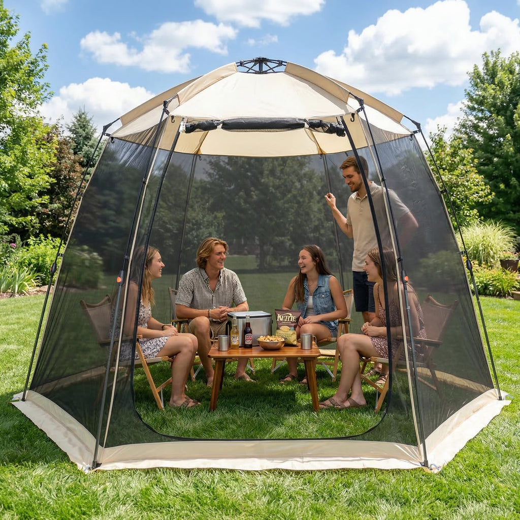 Alvantor® Screen House Gazebo, 4-6 Person Pop Up Screen Tent, Instant Screen Room with Carry Bag, Outdoor Mosquito Tent Camping, Sun Shade Shelter for Patio, Garden, Backyard, Deck 10 x 10 x 7 FT