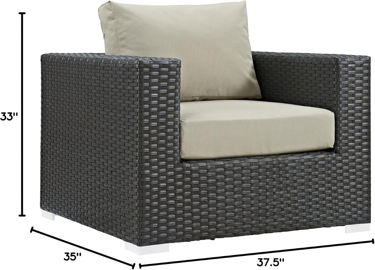 modway eei-1850-chc-bei sojourn wicker rattan outdoor patio coffee, close-up detail