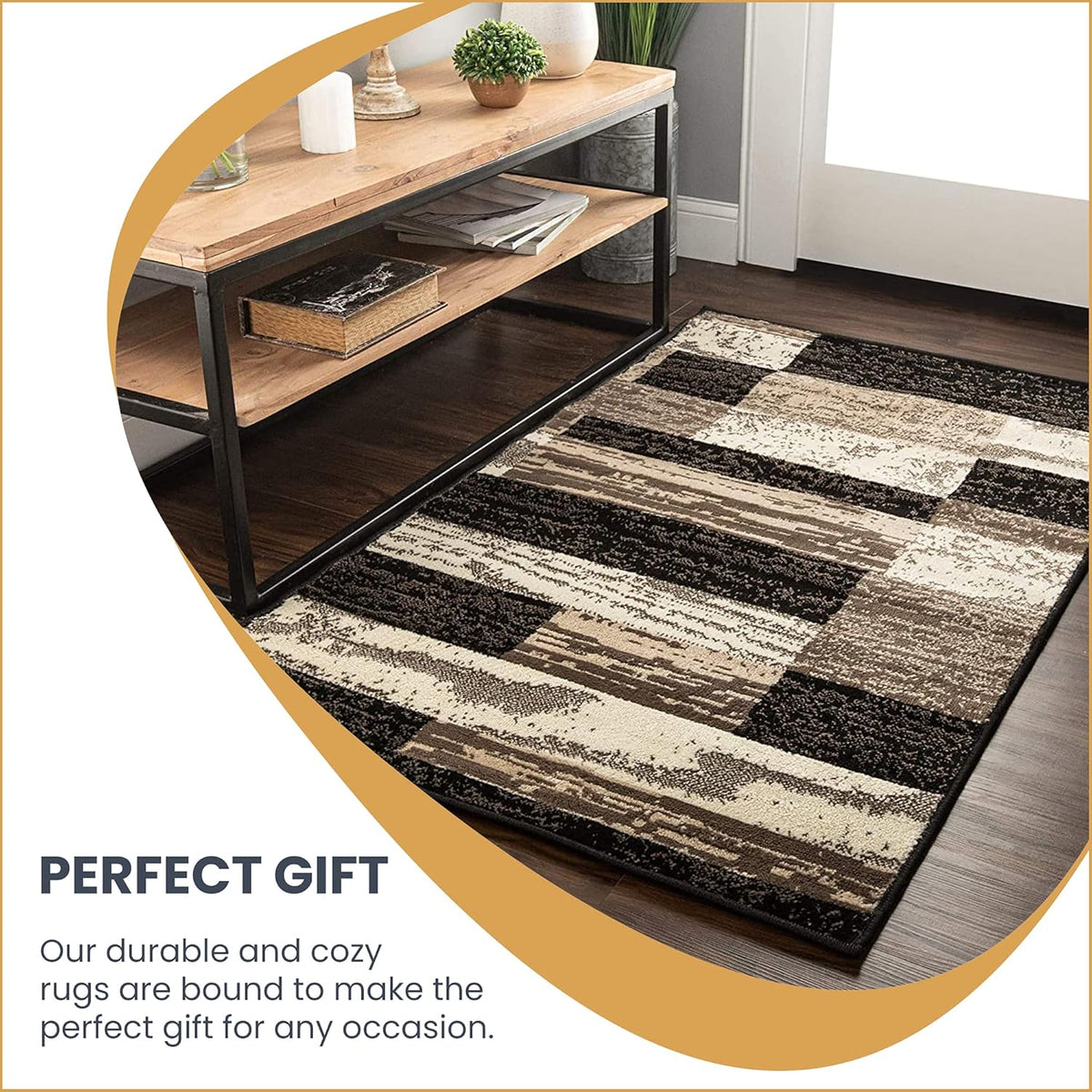 Superior Rockwood Modern Geometric Indoor Area Rug, 2'7"x10', A Chocolate