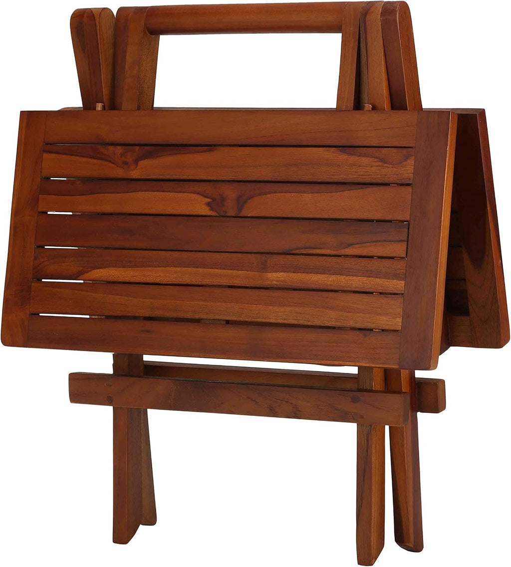Bare Decor Ravinia Folding Teak Small Table, Oiled Finish Brown