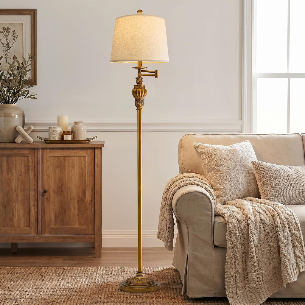 Vintage Floor Lamp with 350° Adjustable Swing Arm 61" Lamps for Living Room