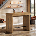 Tribesigns Bar Table, 41.3" Counter Height Pub Table with Metal Footrest, Rectangular High Top Table for Home Kitchen, Dining Room, Bistro, Narrow Space, Rustic Brown