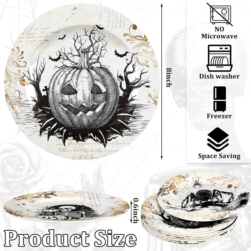 8 Pcs Halloween Dinnerware Set Halloween Plates Serving Dishes, Retro
