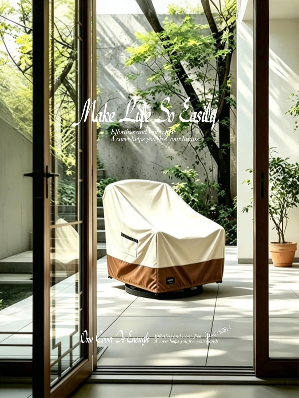 JinHrtoyi Outdoor Chair Covers 2 Pack,30Wx34Dx38H inches Patio Chair Cover,100% Waterproof Heavy Duty Outdoor Furniture Covers Waterproof,Light Brown Minimalism Style Patio Furniture Cover