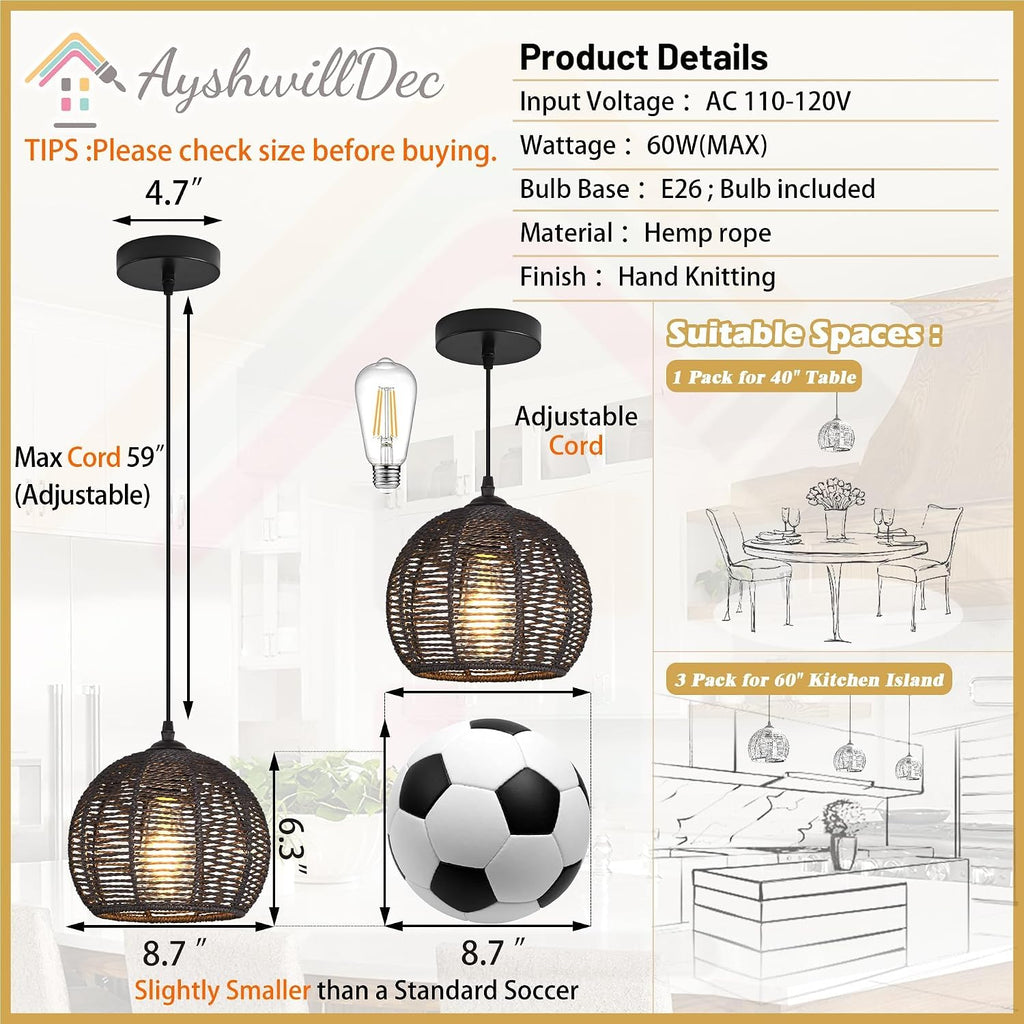 black woven boho chandelier wicker rattan dome pendant, side view
