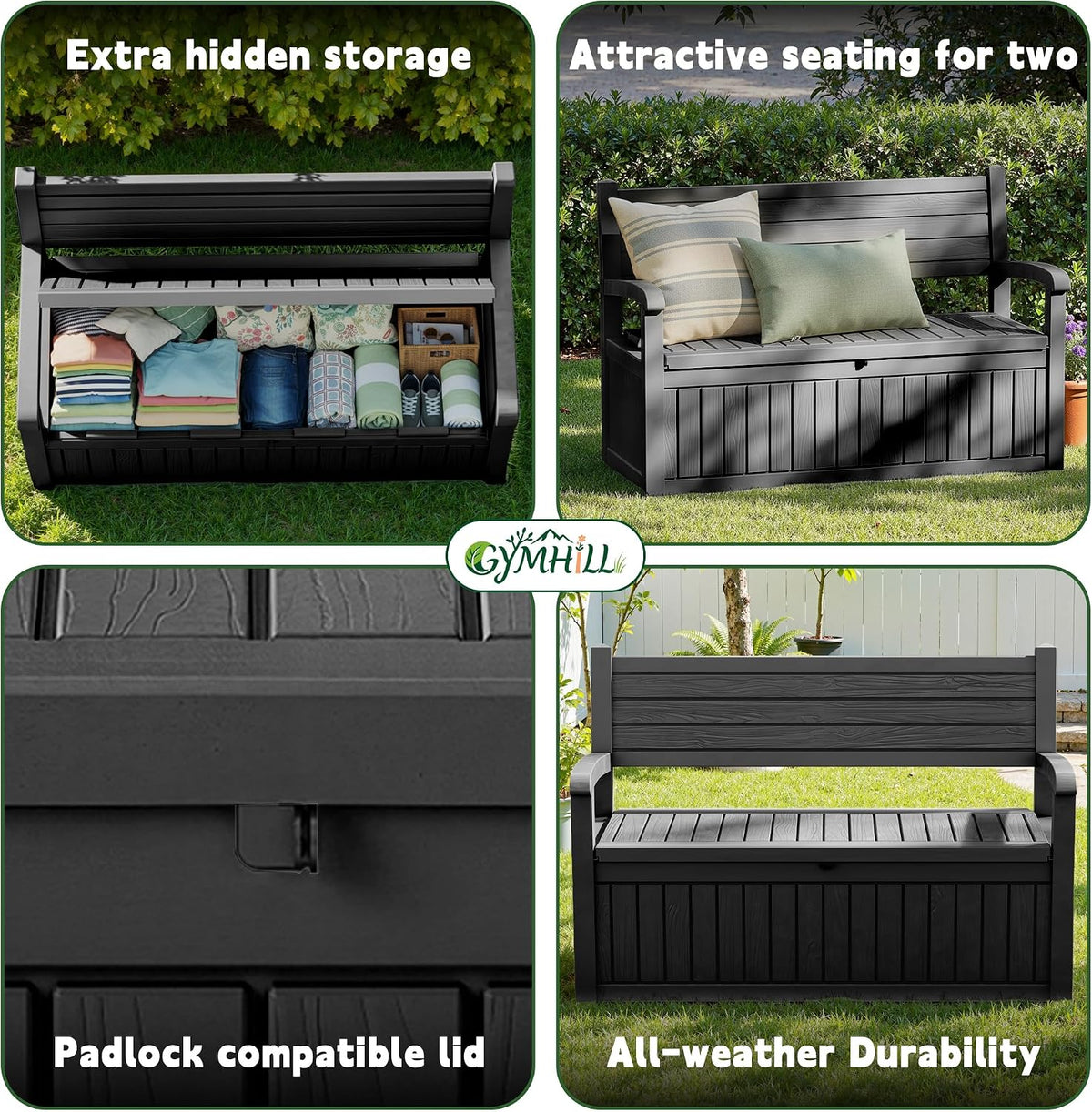 80 Gallon Outdoor Storage Bench,Waterproof Resin Deck Box with Seat