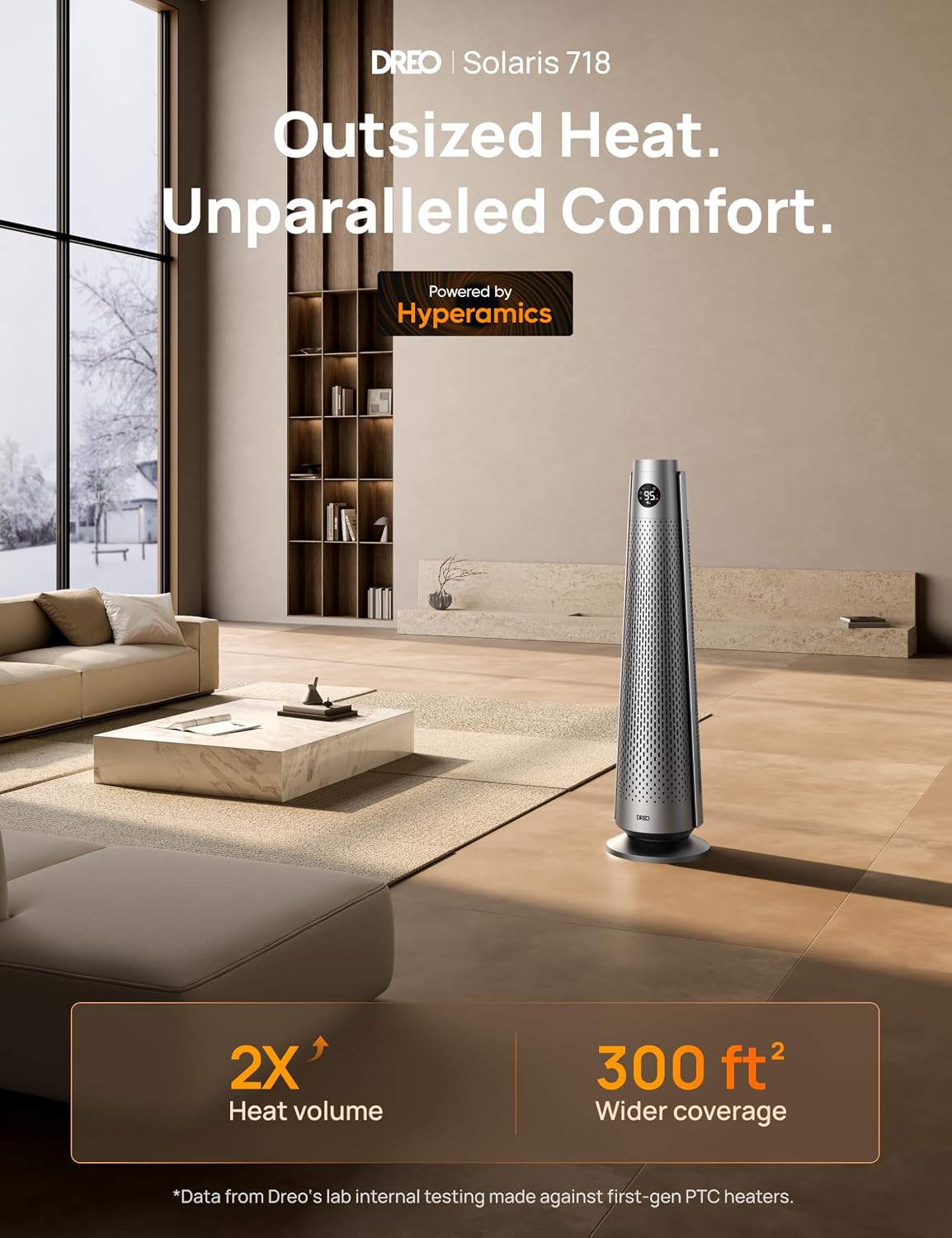 DREO Space Heater Large Room, 120° Oscillation, 30" Heaters with Remote
