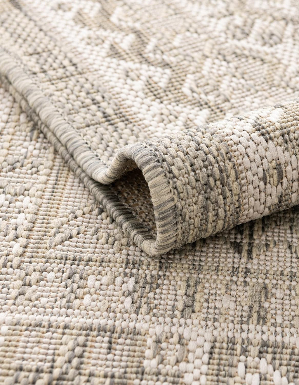 Rugs.com - Outdoor Aztec Rug – 2' x 3' 1 Light Gray Indoor/Outdoor Rug – Weather Resistant Flatweave for Patios, Decks, and Porches