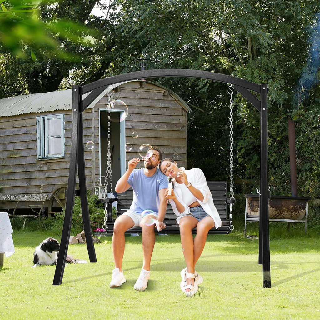 VINGLI 2026 Upgraded 4 FT Wooden Porch Swing, 880 LBS Heavy Duty, Black