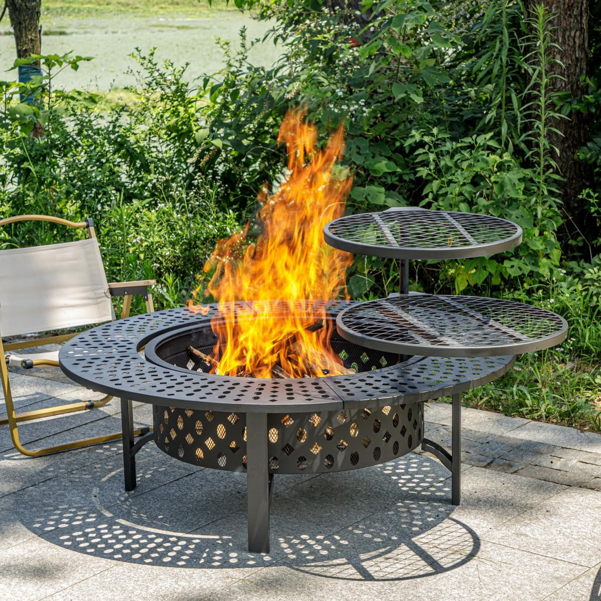 OutVue 47 Inch Fire Pit with 2 Grills