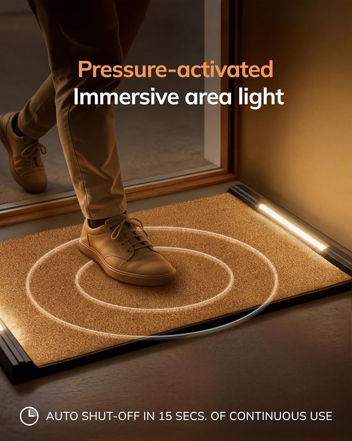 Anji Mountain BriteStep LED Doormat, 32.5x18.5in Pressure Activated Welcome Mat, All-Weather Front Door Mat, 18x30 Swappable Coir Insert, Wireless 3AA, Auto Shut-Off, Non-Slip Rubber Backing