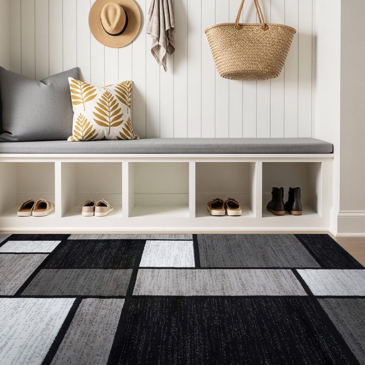 Rugshop Modern Boxes Contemporary Living Room Area Rug Gray 3'3" x 5'3"