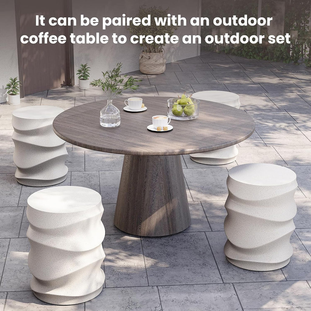 SUNBURY Outdoor Side Table, 18" H Round Concrete End Table Streamlined