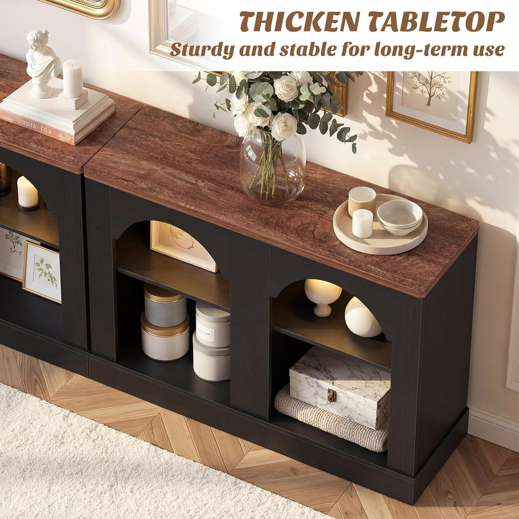 Unikito 94" Long Arched Console Table with LED Light & Adjustable Shelf