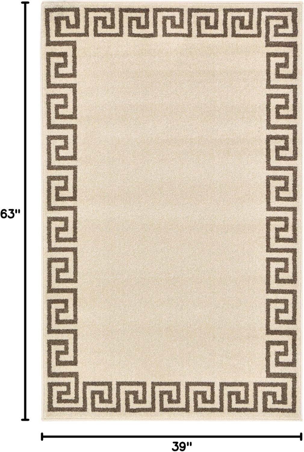 Unique Loom Athens Collection Classic Geometric Modern Border Design Area Rug, 3 ft 3 in x 5 ft 3 in, Beige/Brown