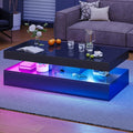 47" High-Glossy LED Coffee Table with 2 Sliding Drawers,Black