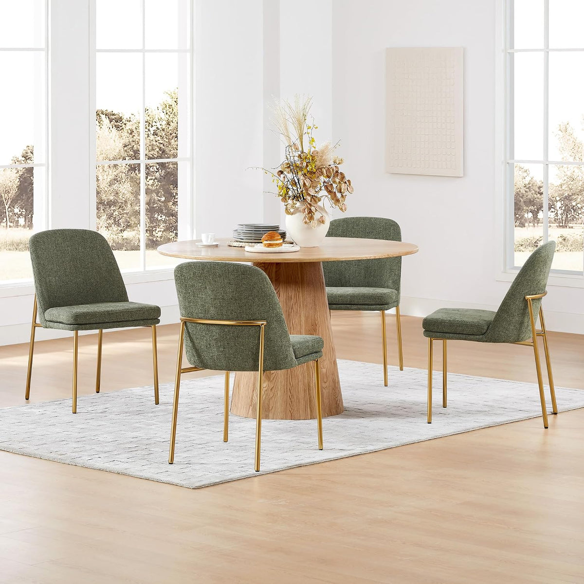 CHITA Modern Dining Chairs Set of 2, Upholstered Dining Chair, Moss Green