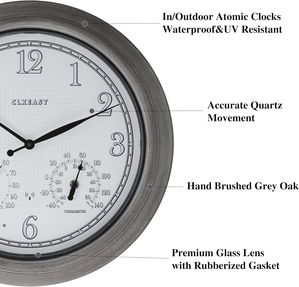 CLXEAST 18" Illuminated Outdoor Atomic Wall Clock Waterproof