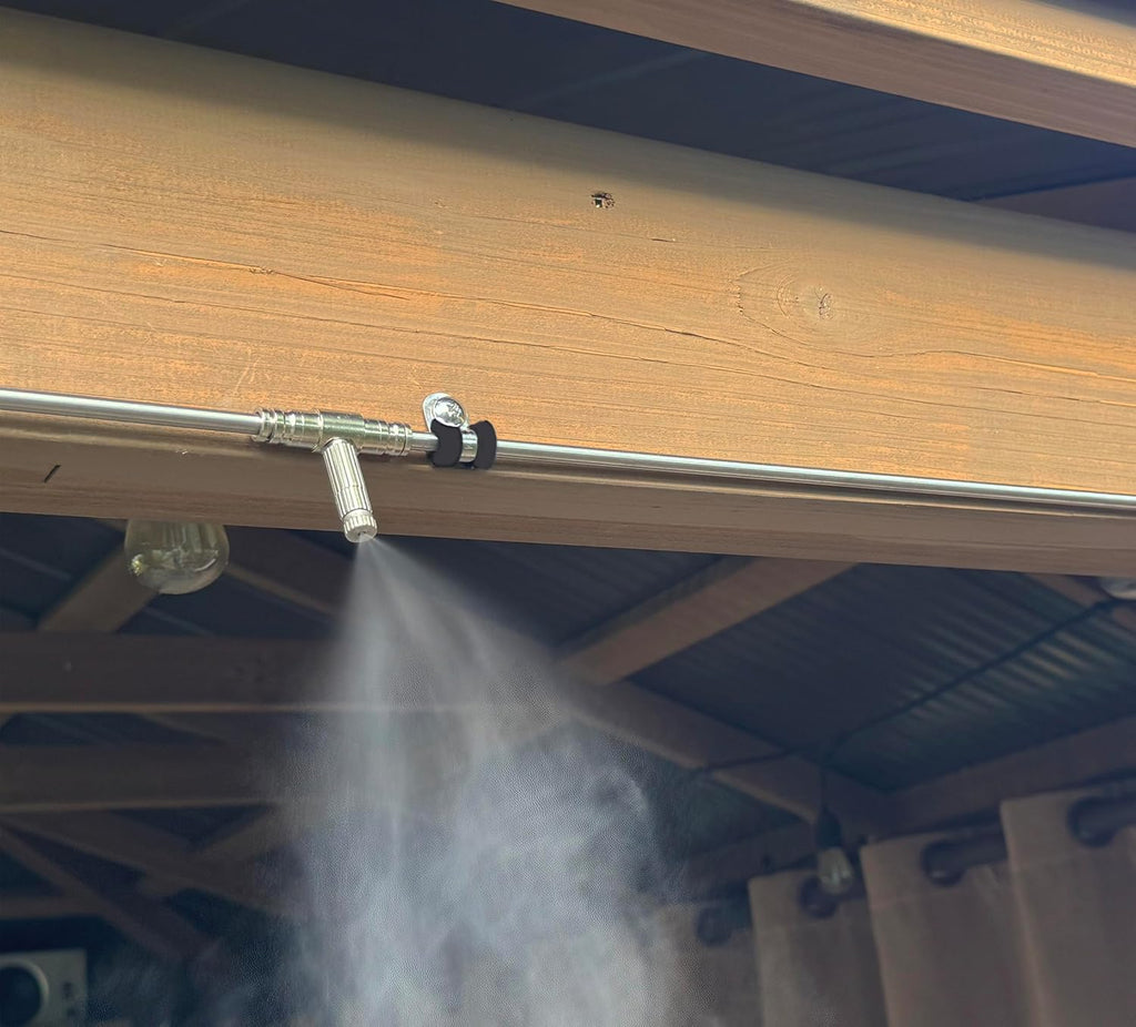 App Controlled High Pressure Misting Mister System Kit 1000 PSI Stainless Steel Tubing DIY Patio Greenhouse (54' w/ 27-.008" Nozzles for Very Hot Dry Climates, Stainless Steel Tubing)