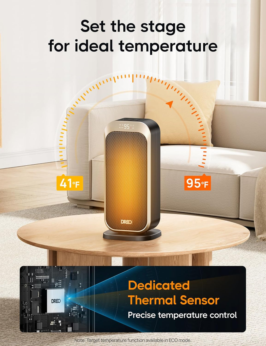 DREO Quiet Space Heater, 1500W Portable Heaters for Indoor Use with Remote