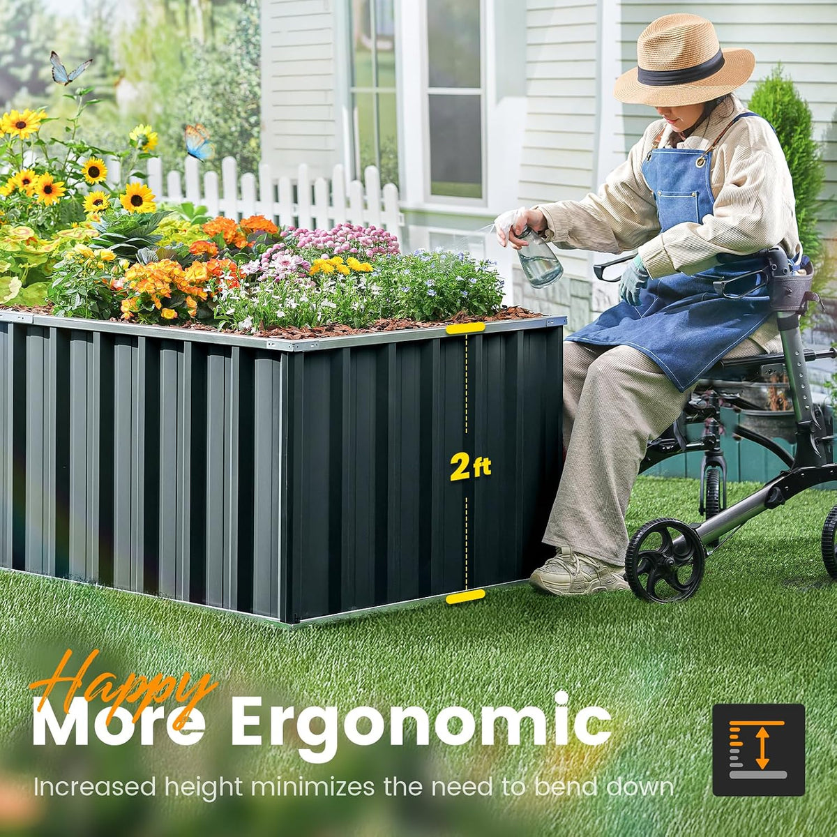 KING BIRD Raised Garden Bed Heightened for Deep-Rooted Plants 101x36x24 in