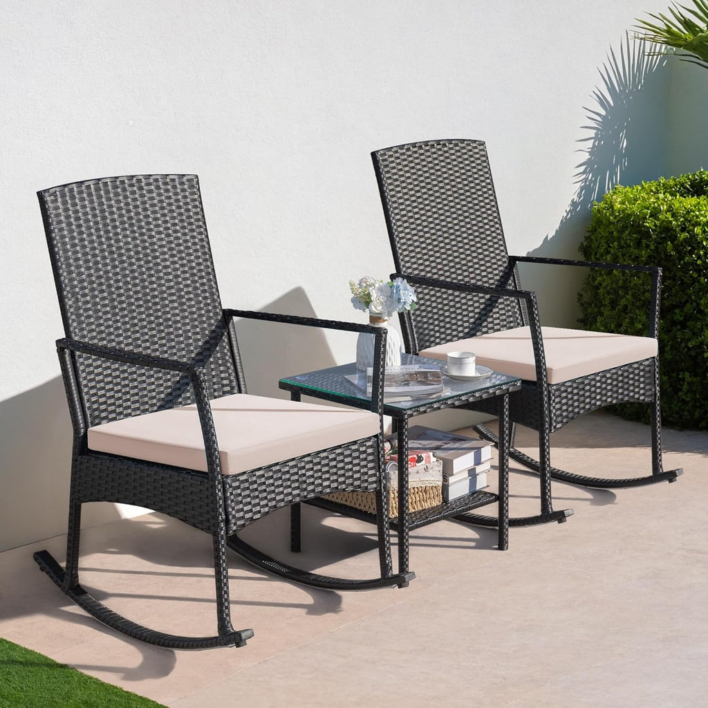 greesum 3 pieces patio furniture set outdoor wicker, close-up detail