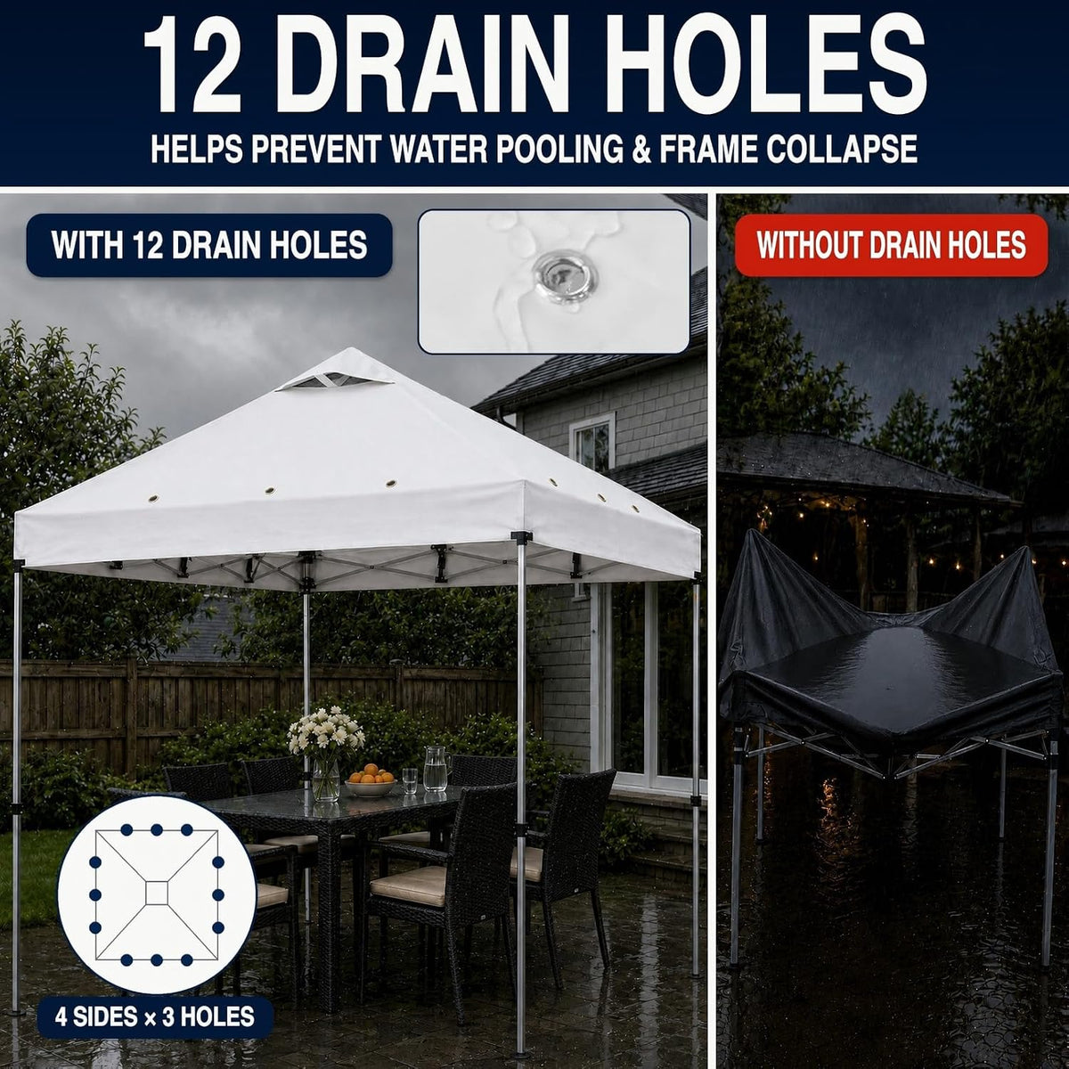10x10 Canopy Replacement Top, Heavy Duty Pop Up Cover Air Vent (Top Only)