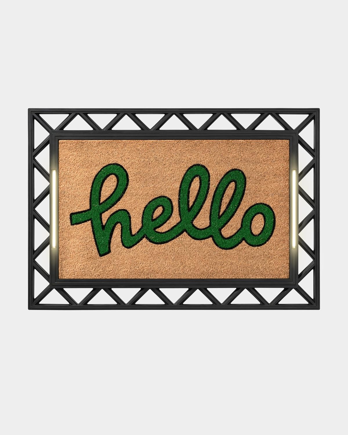 Anji Mountain BriteStep LED Doormat, 38x26.5in Pressure Activated Welcome Mat, All-Weather Front Door Mat, 18x30 Swappable Coir Insert, Wireless 3AA, Auto Shut-Off, Non-Slip Rubber Backing
