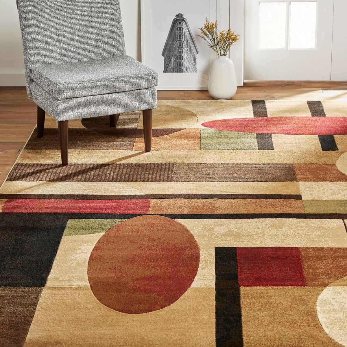 Home Dynamix Tribeca Jasmine Modern Area Rug, Abstract Brown/Green 5'2"x7'2"