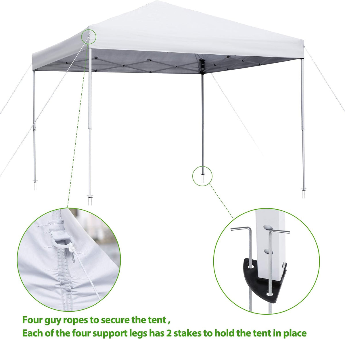 LEMY 10x10 Pop Up Canopy Tent,Instant Outdoor Patio Canopy with Wheeled Carry Bag and Ropes,White Portable Height Adjustable Outdoor Tent for Beach,Events,Camping