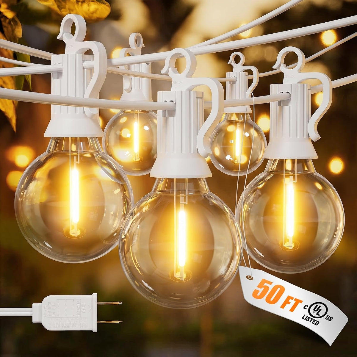 Outdoor String Lights, 50FT 25 LED Bulbs IP65 Waterproof Patio Lights