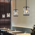 Modern Crystal Pendant Light Fixture 2-Pack Matte Black Finish Hanging Lighting Crystal Chandelier for Living Room, Kitchen