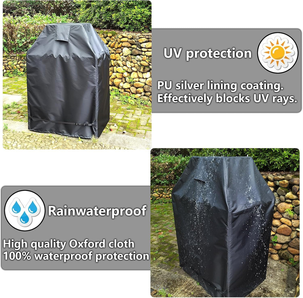 Outdoor Fireplace Cover 100% Waterproof - 37"W x 26"D x 56"H