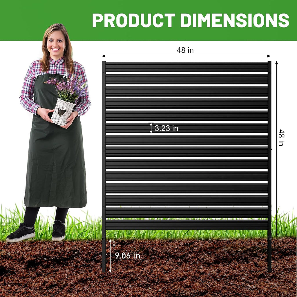 No-Dig Metal Privacy Fence Screen, 48" H × 48" W Air Conditioner Fence