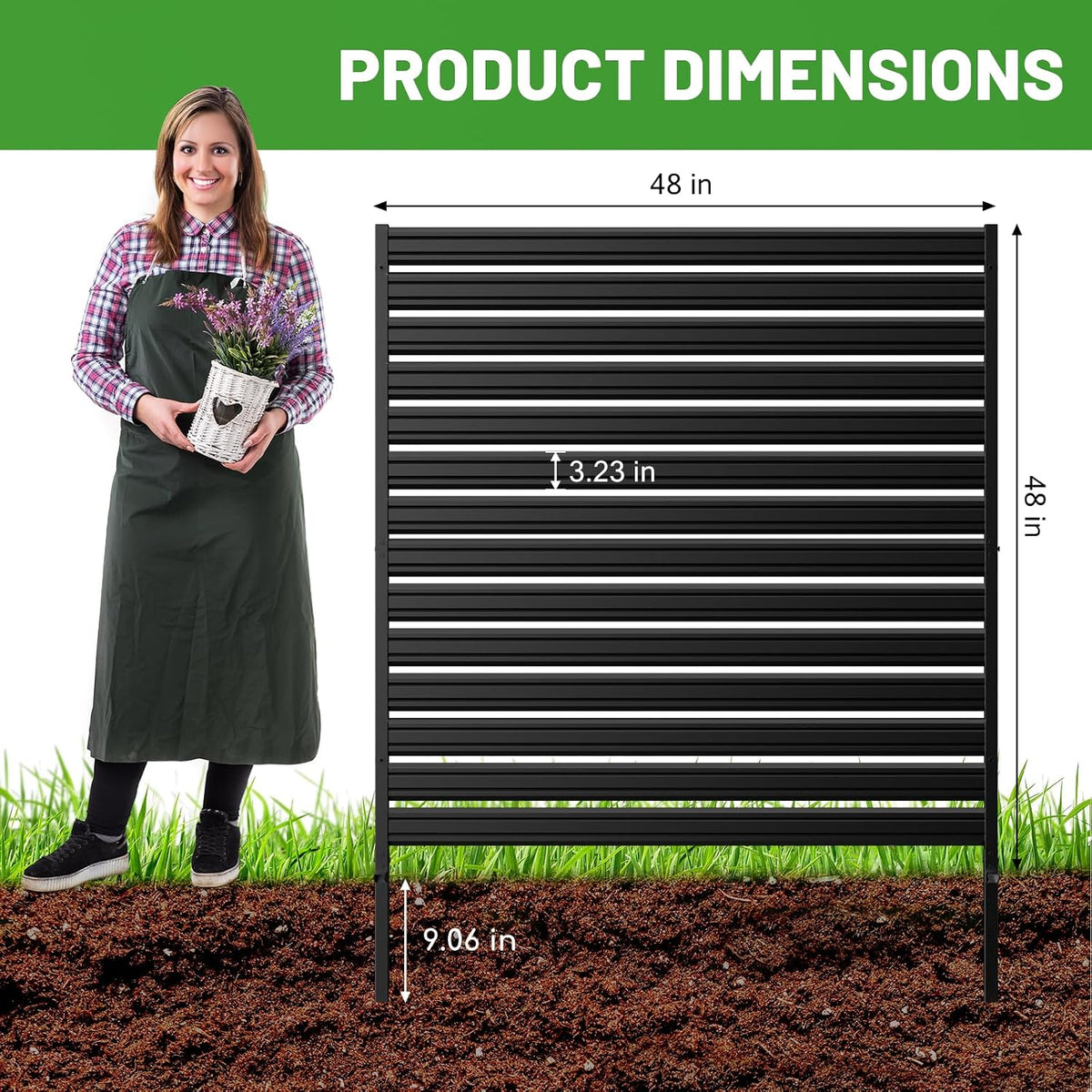 No-Dig Metal Privacy Fence Screen, 48" H × 48" W Air Conditioner Fence