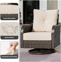 Wicker Swivel Rocking Chairs Set with 6 Inch Cushions, Beige
