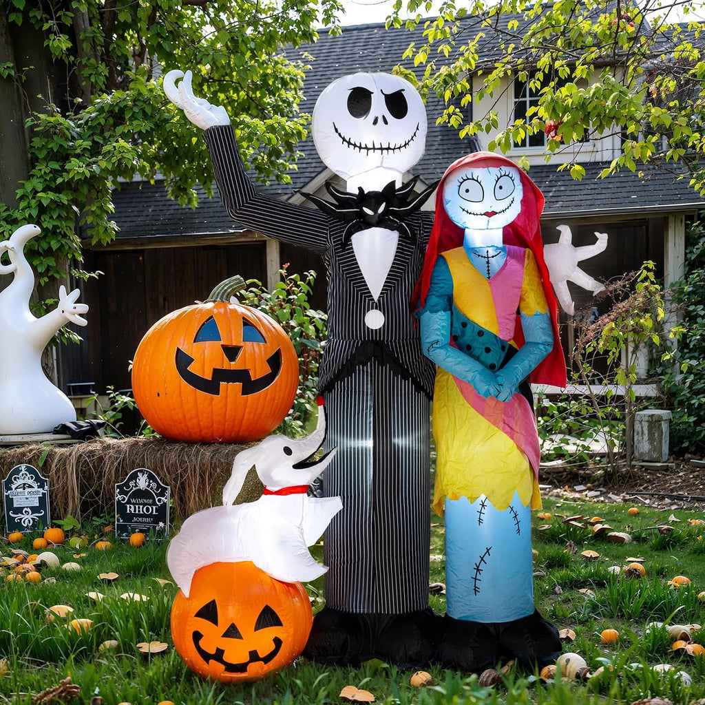 Nervure 6Ft Halloween Decoration Outdoor Inflatable - Halloween Inflatable Decorations with Skeleton Dog and Pumpkin- Blow Up Inflatables with Built-in LED Lights for Yard Garden Lawn Decor