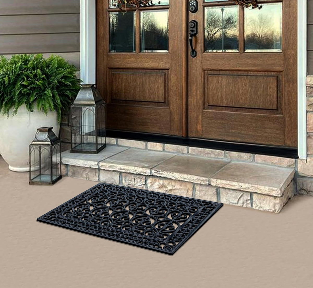 A1 Home Collections 9-LB Heavy Duty Rubber Doormat 24"×36" - Won't Blow Away | Outside Front Door Mat, Mud Dirt Scraper, Non-Slip Drainage Mat for Entryway Patio Garage, All-Weather, 100% Rubber
