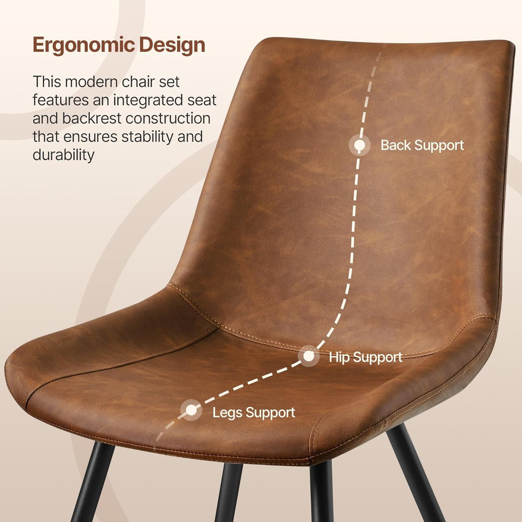 Yaheetech Dining Chairs Set of 6 Mid Century Modern Kitchen Chairs Brown