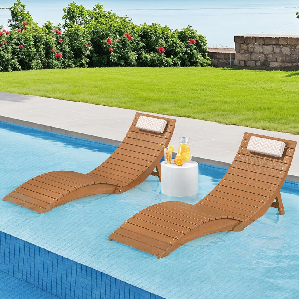 Folding Pool Lounge Chairs, Pre-Assembled for 8-Inch Depth