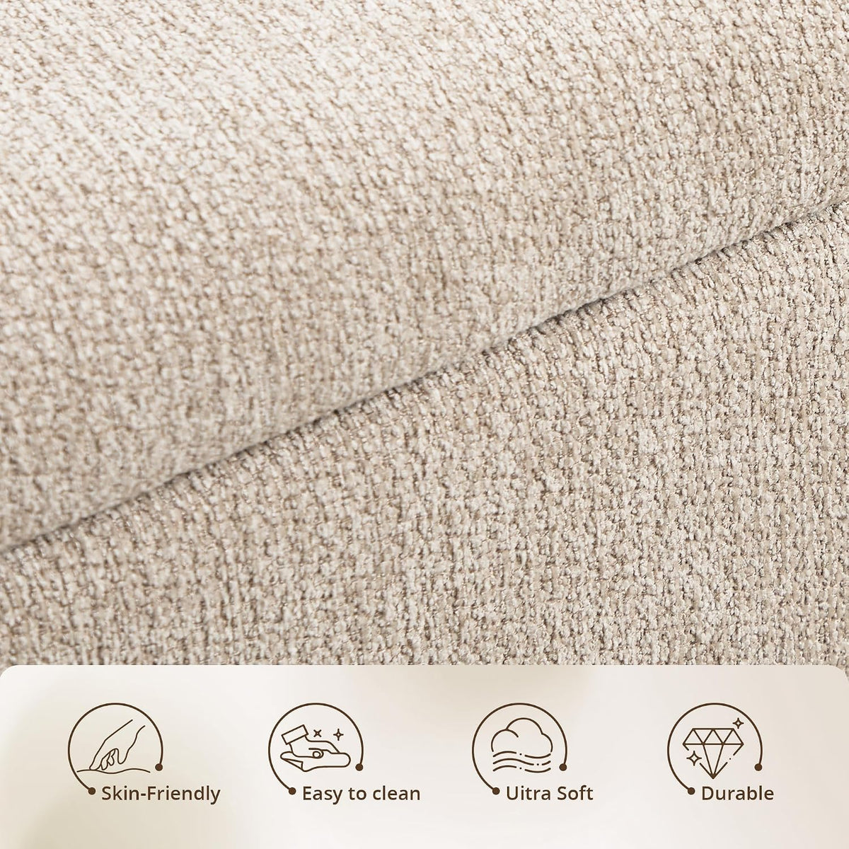 47'' Modern Storage Ottoman Benches with Walnut Wood Legs Ottoman Bench with 22 Gallons Storage Space Fabric Upholstered Seating End of Bed Bench for Bedroom for Livingroom Beige