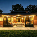 PURPLE LEAF Outdoor Sunroom Gazebo 12' x 18' with Light, Sliding Doors