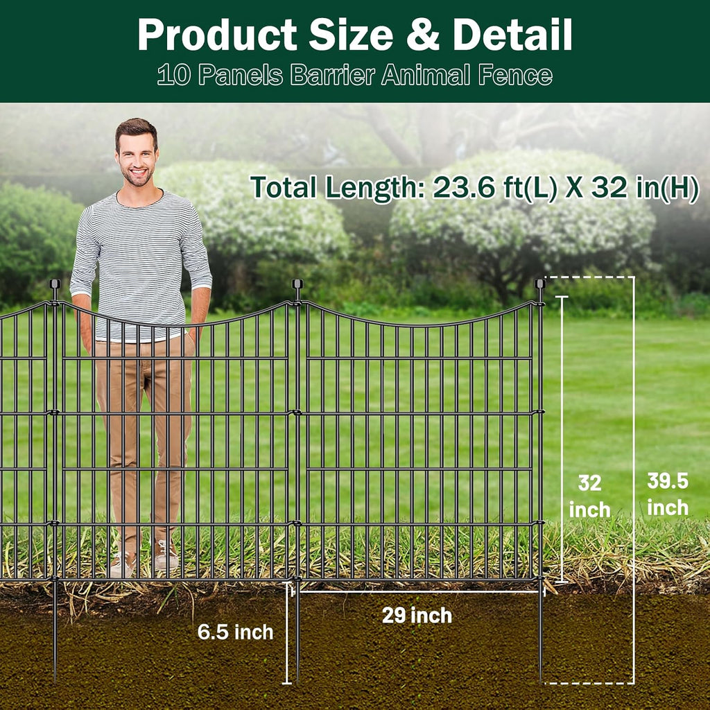 No Dig Dog Fence Outdoor for Yard, 32 in(H) X 23.6 ft(L)