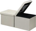 AmasSmile Footrest Ottoman Storage Bench,34" Linen Folding Chest,Beige