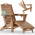 Ciokea HDPE Folding Adirondack Chair with Footrest,Teak,1
