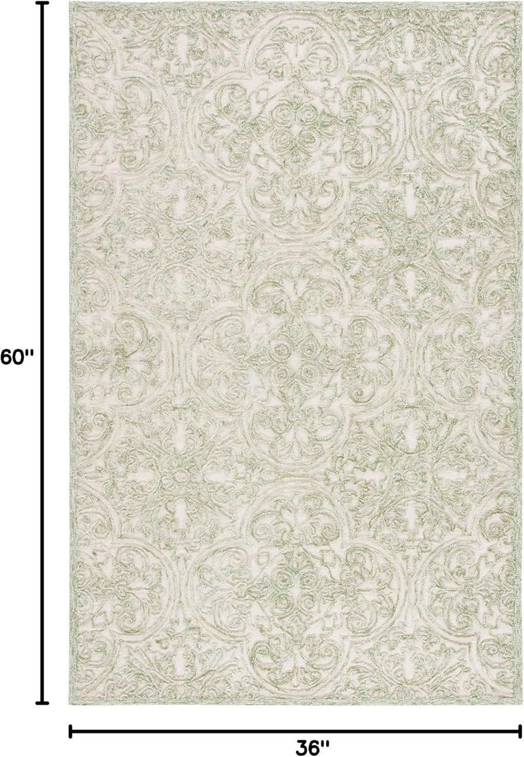 SAFAVIEH Trace Collection Accent Rug - 3' x 5', Ivory & Green, Handmade Wool, Ideal for High Traffic Areas in Entryway, Living Room, Bedroom (TRC101Y)