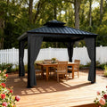 Gazebo Curtain Replacement Universal Privacy Curtain 10'X10'-4Panel-Black