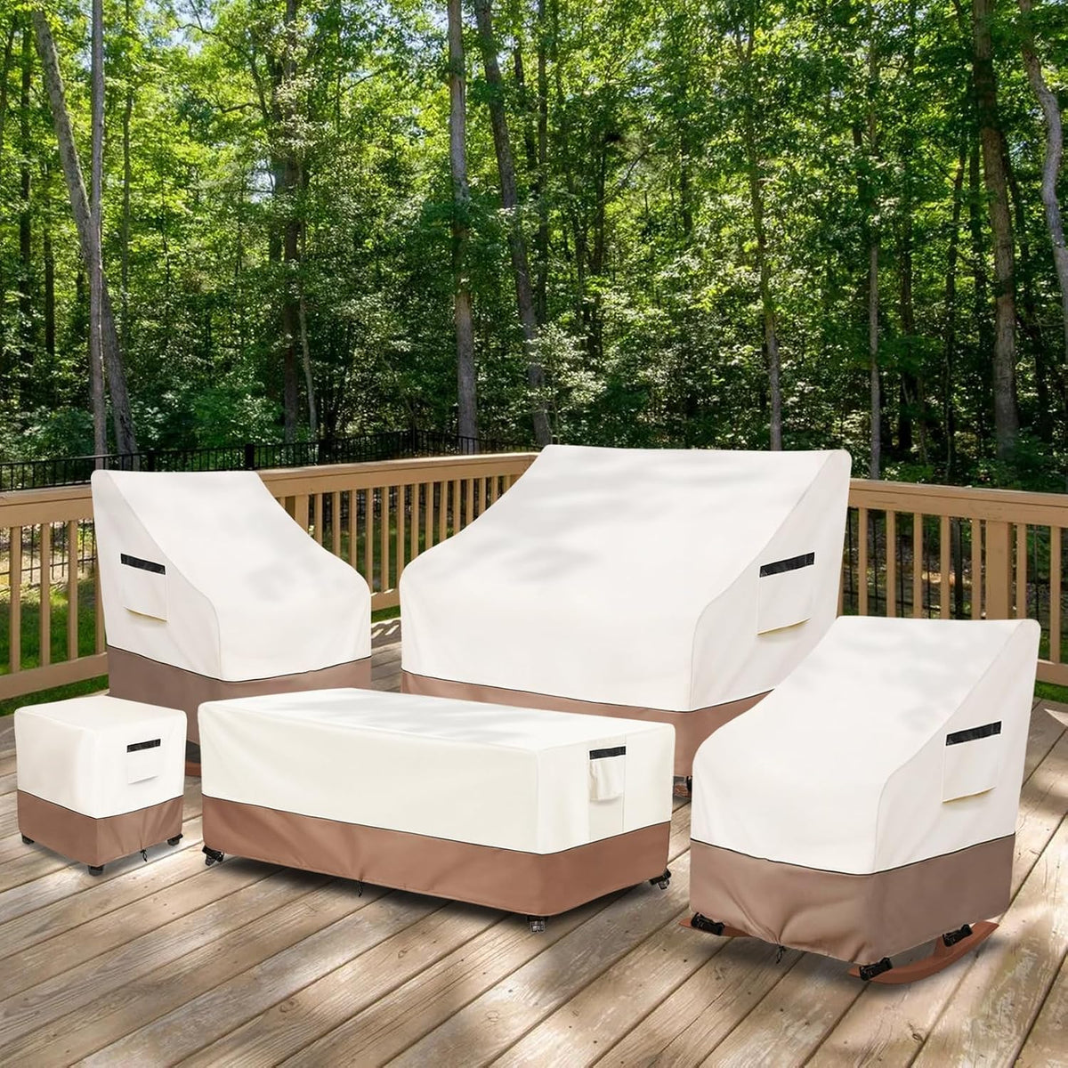 Outdoor Rocking Chair Cover 2 Pack,Heavy Duty Waterproof Patio Rocking Chairs Cover for 27" W x 34" D x 45" H Presidential Rocking Chair,Beige