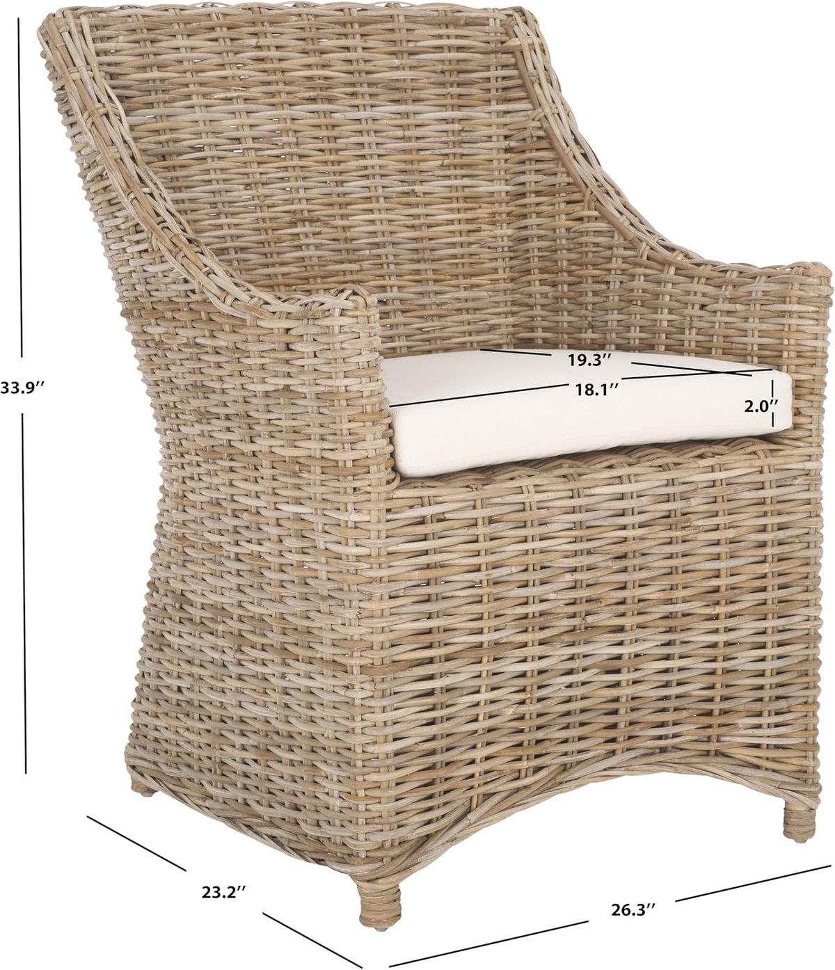 Safavieh Home Collection Ventura Brown and White Washed Arm Chair