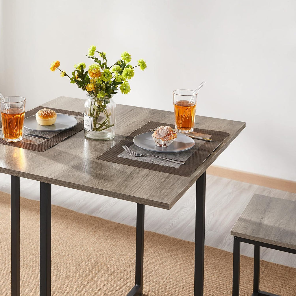 Yaheetech Small Dining Table Set for 4, Space Saving Table and Chairs, Gray